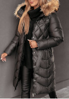 Długa Pikowana Jacket z futerkiem Hello Cold Days in black