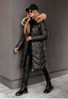 Długa Pikowana Jacket z futerkiem Hello Cold Days in black