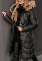 Długa Pikowana Jacket z futerkiem Hello Cold Days in black