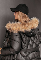 Długa Pikowana Jacket z futerkiem Hello Cold Days in black