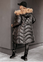 Długa Pikowana Jacket z futerkiem Hello Cold Days in black
