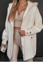 Coat alpaka z kapturem Heavenly in ecru