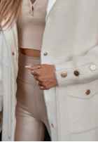Coat alpaka z kapturem Heavenly in ecru
