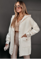 Coat alpaka z kapturem Heavenly in ecru