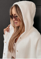 Coat alpaka z kapturem Heavenly in ecru