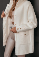 Coat alpaka z kapturem Heavenly in ecru