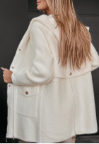 Coat alpaka z kapturem Heavenly in ecru