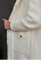 Coat alpaka z kapturem Heavenly in ecru