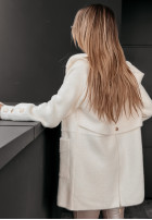 Coat alpaka z kapturem Heavenly in ecru