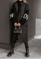 Długi Coat z imitacji kożucha Love  in black
