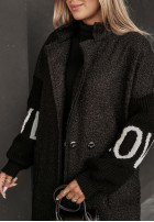 Długi Coat z imitacji kożucha Love  in black