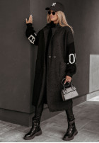 Długi Coat z imitacji kożucha Love  in black