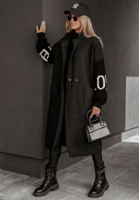Long sheepskin coat Love black