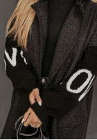 Długi Coat z imitacji kożucha Love  in black