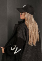 Długi Coat z imitacji kożucha Love  in black