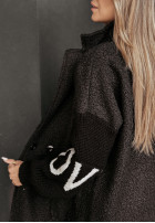 Długi Coat z imitacji kożucha Love  in black