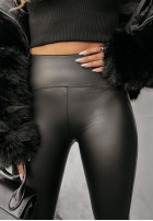 Leggings of leather imitation What’s Your Number in black