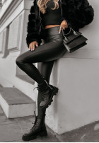 Leggings of leather imitation What’s Your Number in black