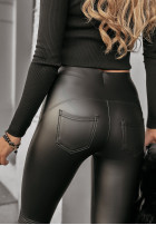 Leggings of leather imitation What’s Your Number in black