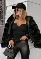 Prążkowana Blouse z dekoltem Alaya in black