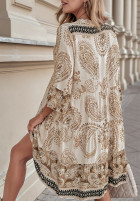 Sukienka z falbankami we wzory Carmona beżowa