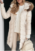 Długa Pikowana Jacket z futerkiem Hello Cold Days in beige