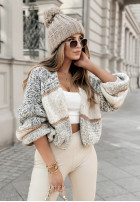 Krótki Cardigan oversize w paski Caswell in grey