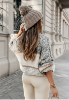 Krótki Cardigan oversize w paski Caswell in grey