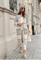 Długi Cardigan oversize w paski Caswell in grey