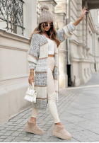 Długi kardigan oversize w paski Caswell szary