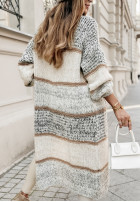 Długi Cardigan oversize w paski Caswell in grey