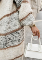 Długi kardigan oversize w paski Caswell szary