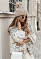 Długi Cardigan oversize w paski Caswell in grey