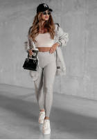 Prążkowane Leggings Siempre in beige Melange