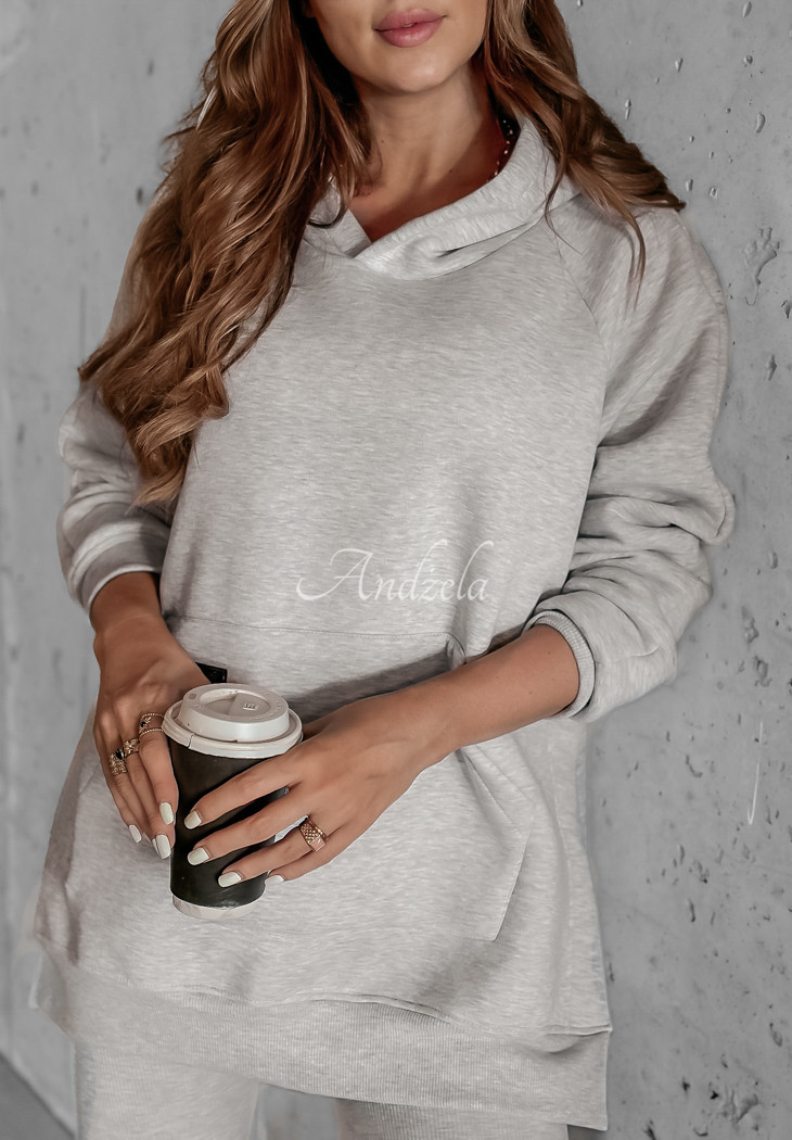 Sweatshirt with pocket and hood Siempre grey melange II