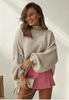 Jumper oversize z bufkami Corazon in beige