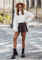 Sweter oversize z bufkami Corazon ecru