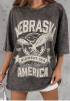 T-shirt z nadrukiem Nebraska szary