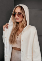 Coat alpaka z kapturem Heavenly in ecru