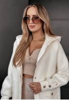 Coat alpaka z kapturem Heavenly in ecru