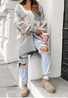 Długi kardigan oversize w misie Teddy Lover szary