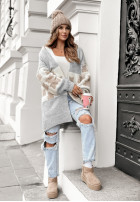 Długi Cardigan oversize w misie Teddy Lover in grey