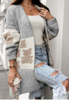 Długi kardigan oversize w misie Teddy Lover szary