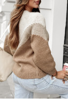 Sweter oversize w paski Richy beżowo-czekoladowy