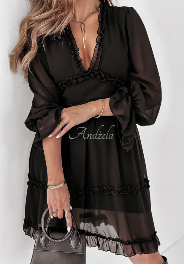 Sukienka z falbankami Isella czarna