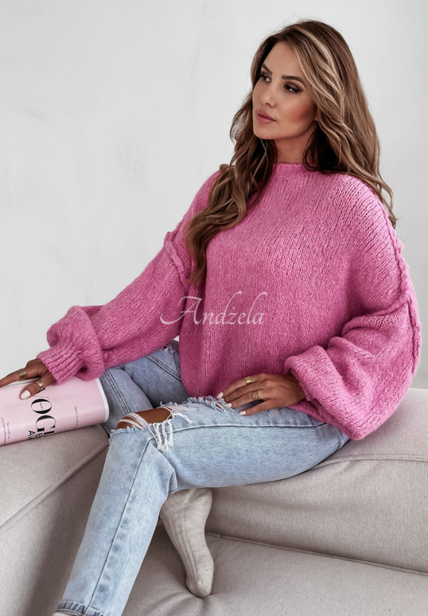 Sweter oversize Magic Hour różowy