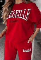 Komplet dresowy z napisem Marseille czerwony