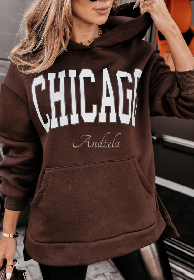 Bluza z kapturem Chicago Lady czekoladowa