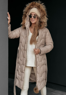 Frostbite quilted fur jacket beige