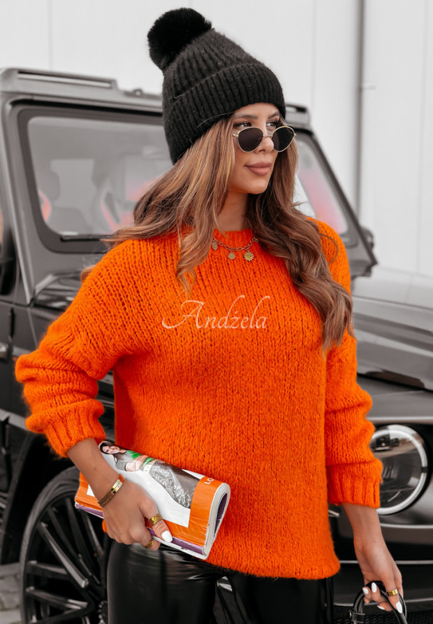 Sweter oversize z wełną Manville pomarańczowy